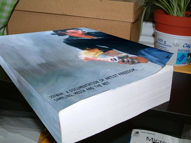 image of a bool, text reads, joywar: a documentation of artist freedom, sampling, media and the net